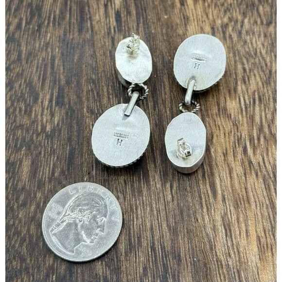 Navajo Handmade Sterling Silver Mixed Spiny Oyster Shell Post Dangle Earrings